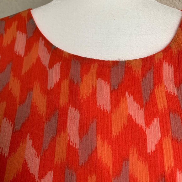 Lucky Brand Ikat Tile Sleeveless Dress Coral Multi Size L - Picture 3 of 5